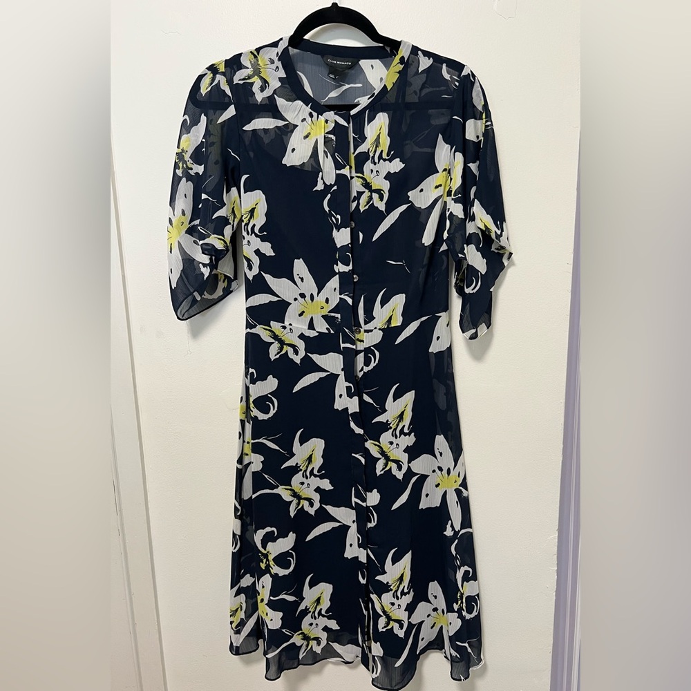 Club Monaco Blue and White Flutter Sleeve Sundress